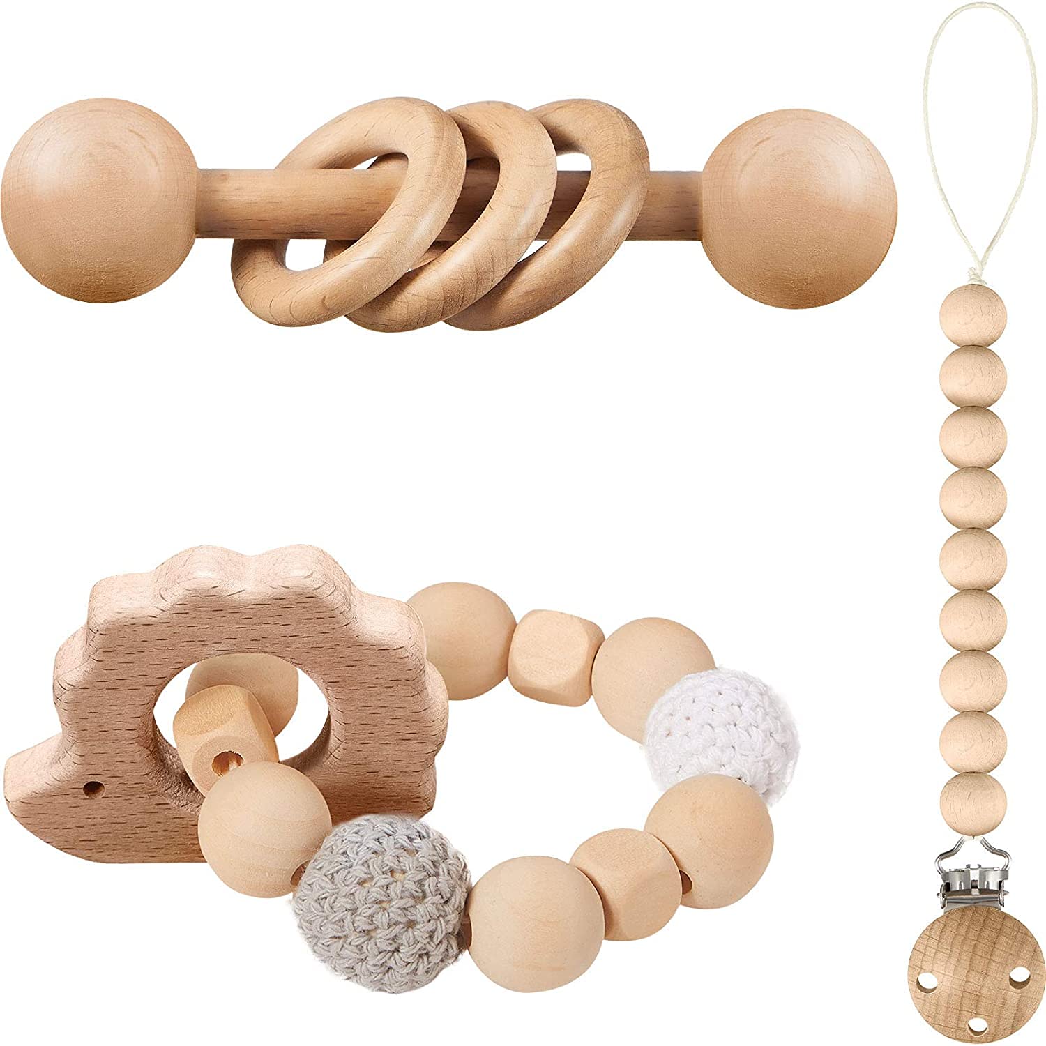 Juego de 3 sonajeros de madera