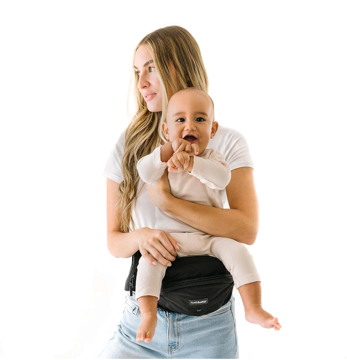 TushBaby - Portabebés con asiento a la cadera, certificado seguridad, ganador premio Mom's Choice