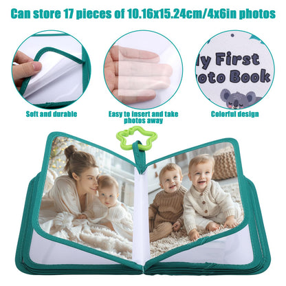 Álbum de fotos de poliéster suave para bebés, con capacidad para 17 fotos de 4 x 6 pulgadas