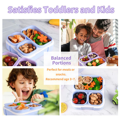 Genteen Lonchera Bento para niños, lonchera para niños con 3 compartimentos extraíbles