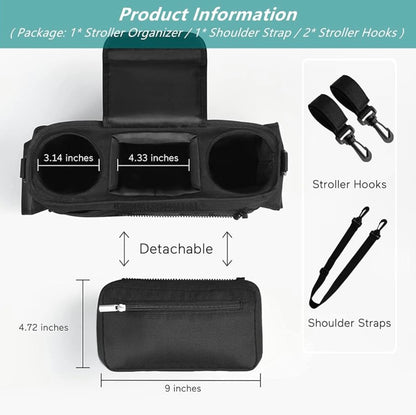 Organizador universal para cochecito de bebé con portavasos