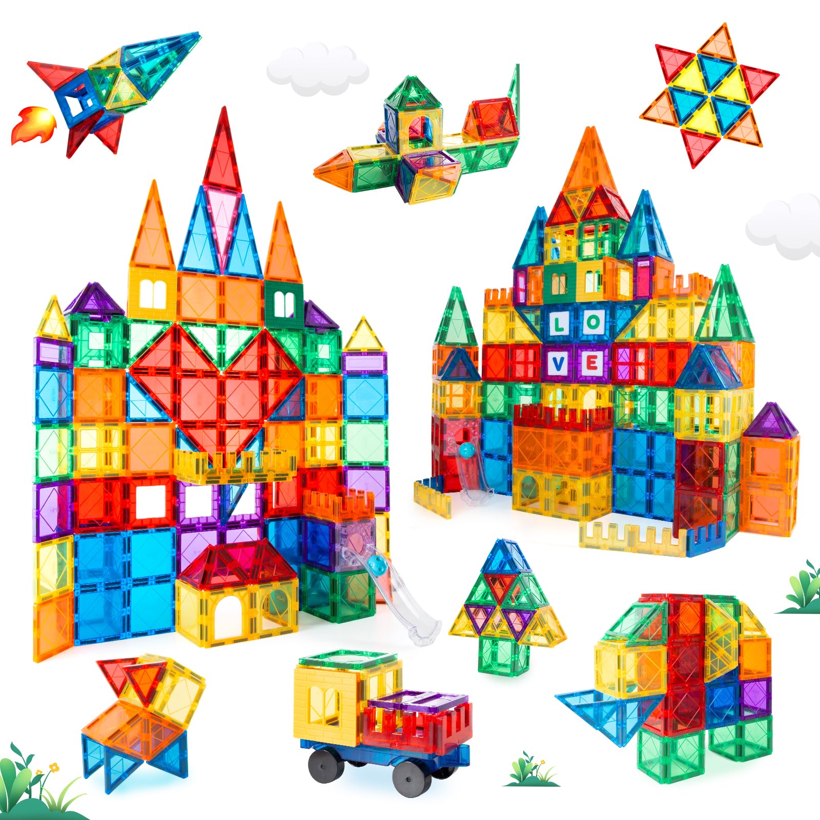 Maghub Azulejos magnéticos para niños, 85 bloques magnéticos