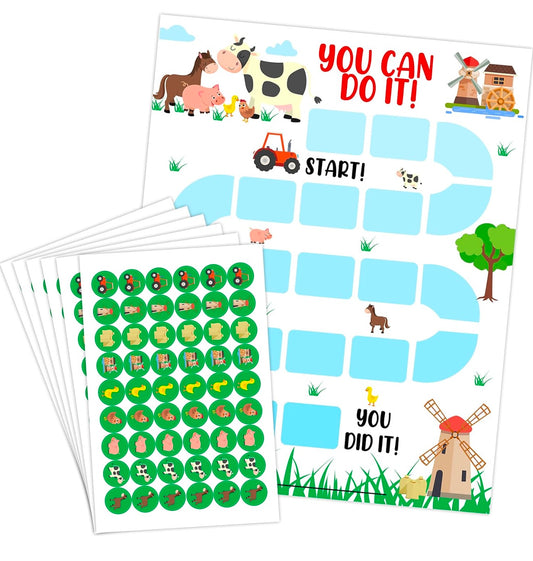Tabla de recompensas de animales de granja para niños
