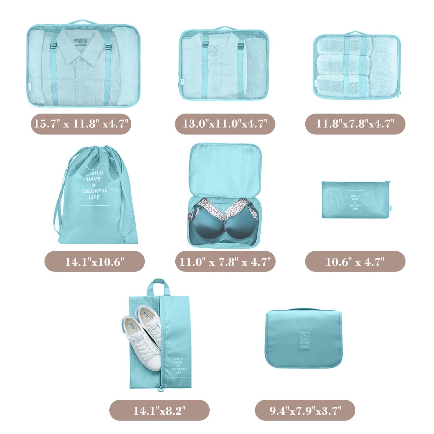 Cubos de embalaje para viajes, VITON, 8 piezas, para maletas