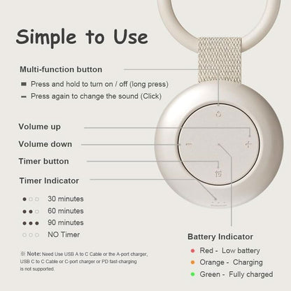 Máquina de sonido portátil para bebés y niños | Ruido blanco | Chupete de sueño | 16 sonidos relajantes