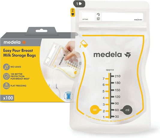 Medela Easy Pour - Bolsas de almacenamiento de leche materna, 100 unidades, 7 onzas