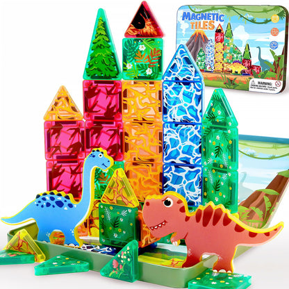 36 piezas de mini azulejos magnéticos de dinosaurio para viajes en avión para niños