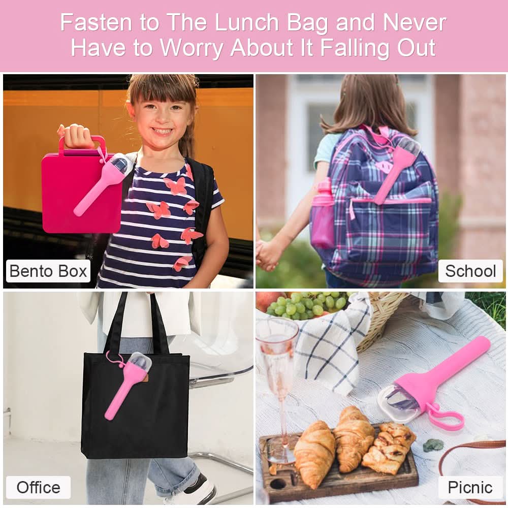 Juego de utensilios tenedor y cuchara de acero inoxidable, cubiertos con estuche de silicona