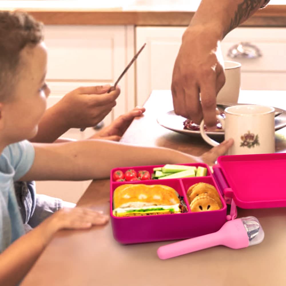 Juego de utensilios tenedor y cuchara de acero inoxidable, cubiertos con estuche de silicona