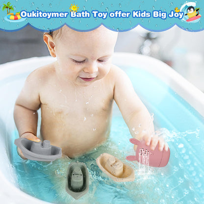 9 piezas flotantes apilables para tina, ducha, piscina, playa, juguetes para niños pequeños de 1 a 3 años