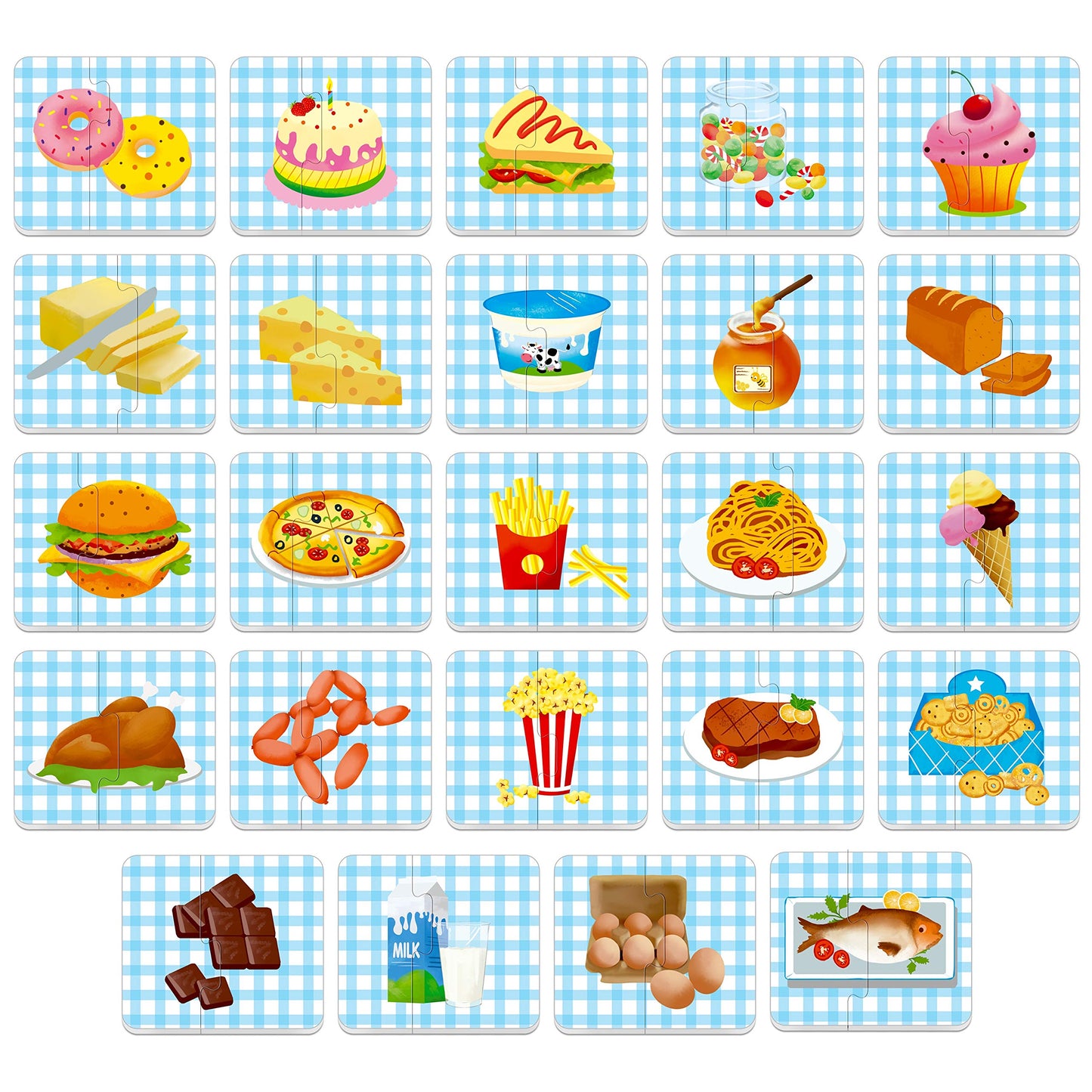 48 rompecabezas a juego de alimentos con mecanismo de corrección de errores preimprimación en 2 piezas