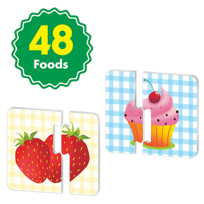 48 rompecabezas a juego de alimentos con mecanismo de corrección de errores preimprimación en 2 piezas