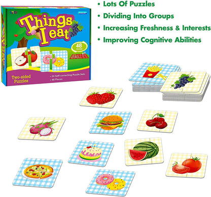 48 rompecabezas a juego de alimentos con mecanismo de corrección de errores preimprimación en 2 piezas