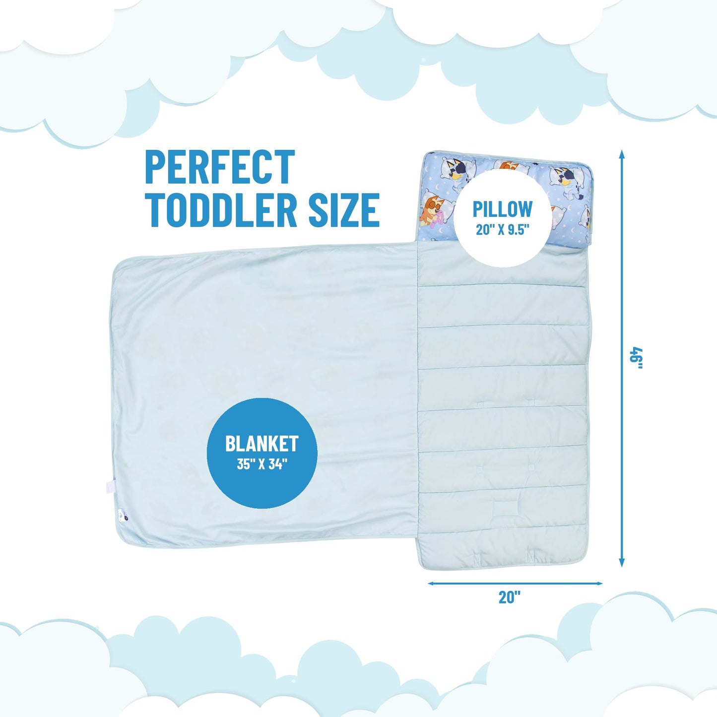 Tapete para siesta de Bluey para niños con almohada y manta integradas