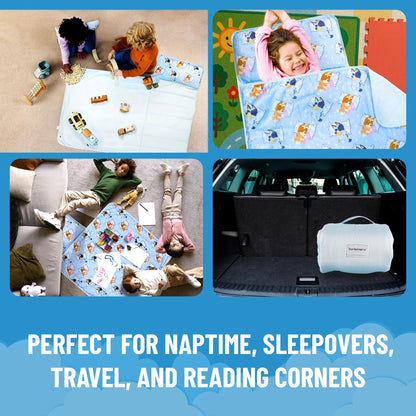 Tapete para siesta de Bluey para niños con almohada y manta integradas