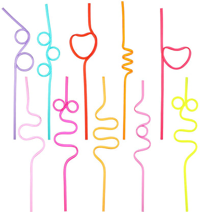 36 Piezas de plástico, pajitas divertidas y divertidas, reutilizables y variadas