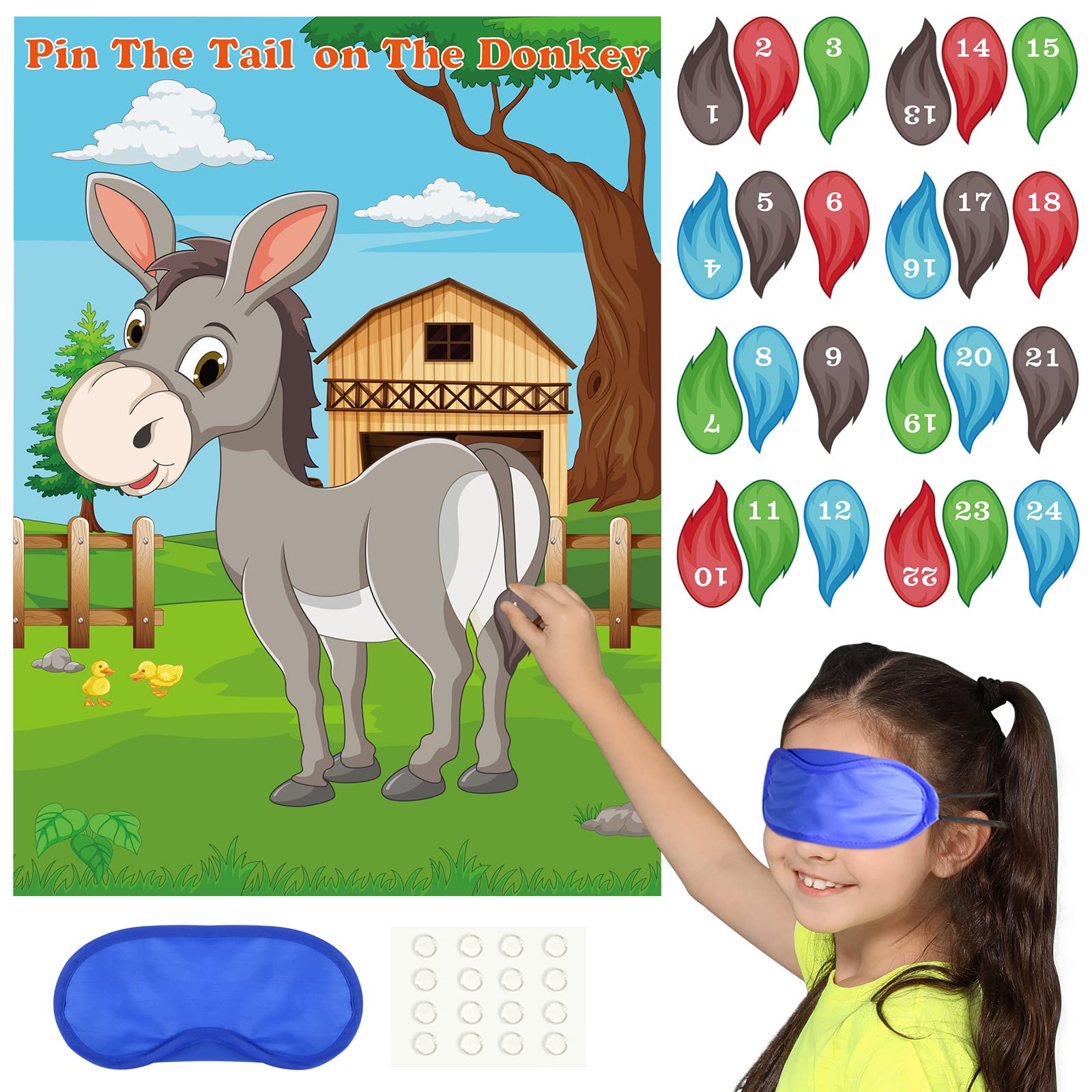 PLULON Juego de fiesta "Ponle la cola al burro" para niños