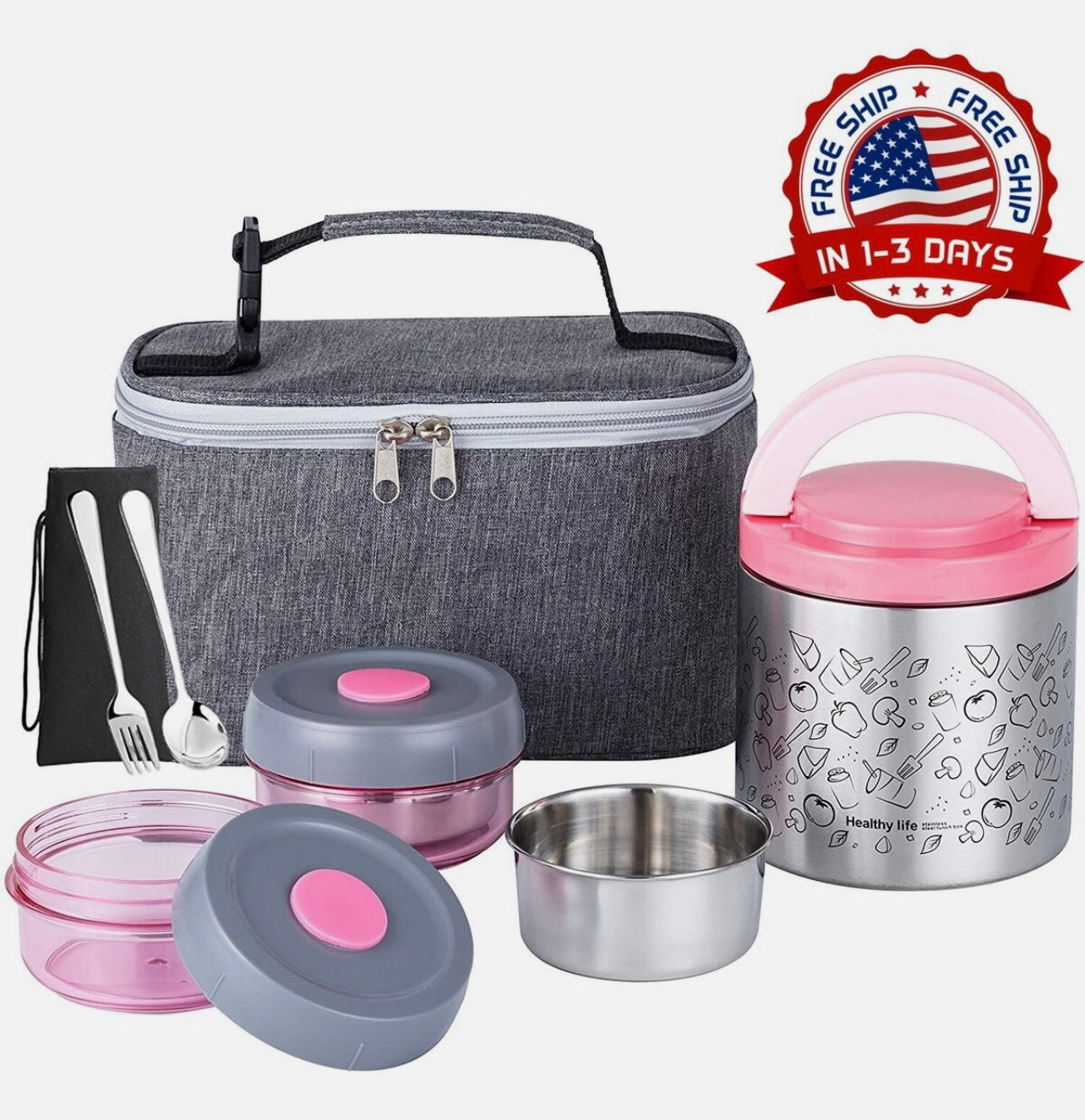 Termos Para Comida Gran Caliente Calentador De Portatil Acero Inoxidable