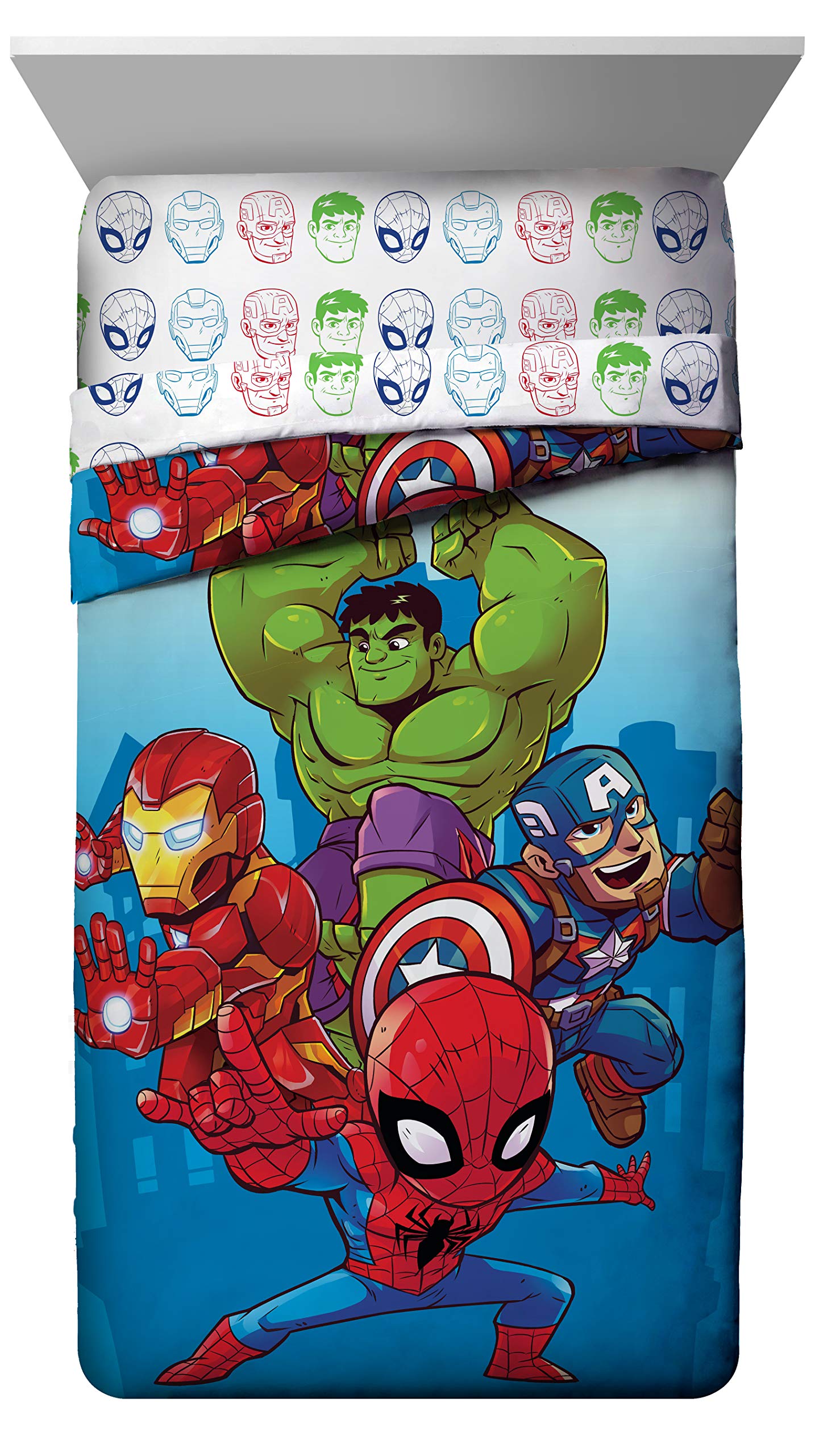 Juego de cama de 4 piezas Superhéroes, tamaño cuna