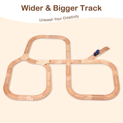 Juego de 53 vías de tren de madera, paquete de expansión de accesorios de tren de madera