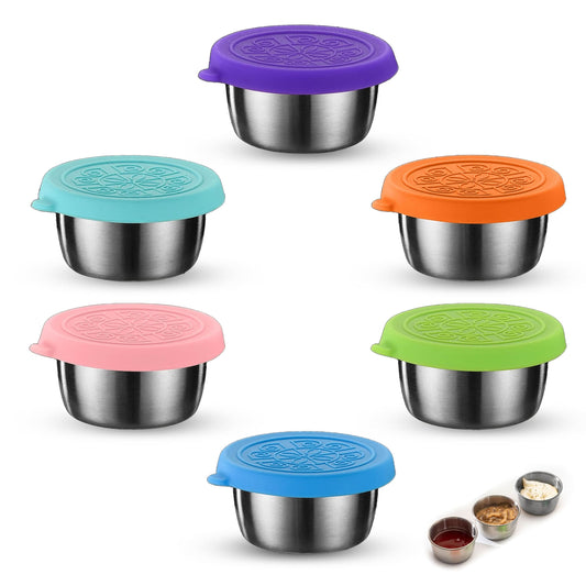 6 recipientes para aderezo de ensalada de 1.7 onzas, taza de acero inoxidable