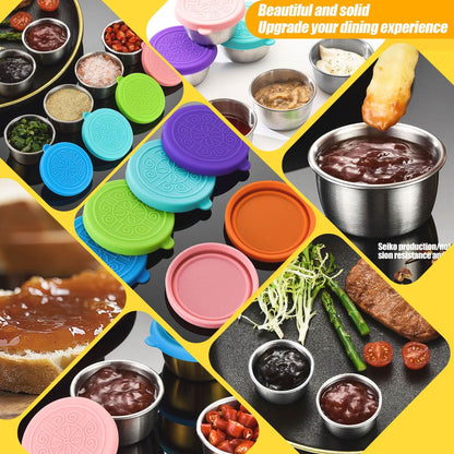 6 recipientes para aderezo de ensalada de 1.7 onzas, taza de acero inoxidable