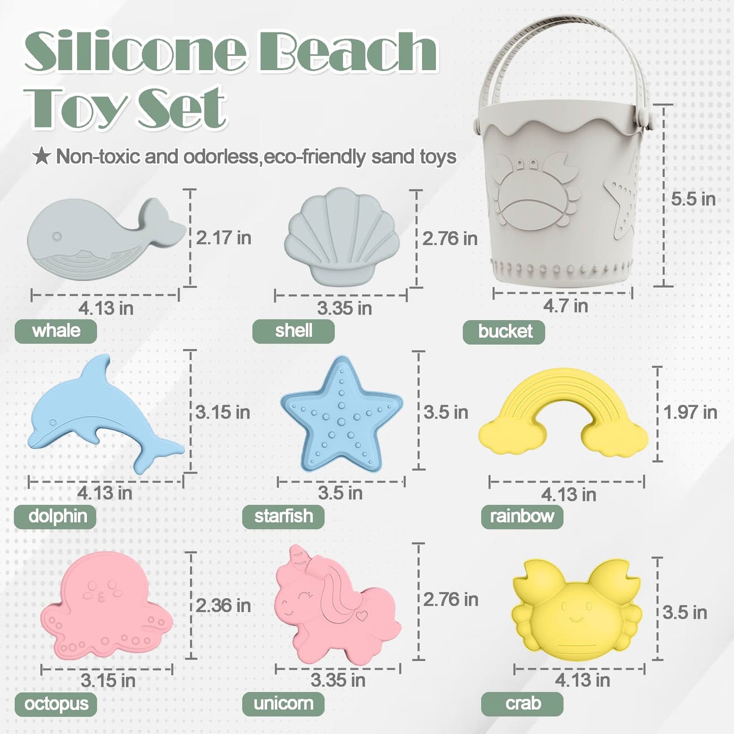 Juguetes de playa de silicona, 11 piezas para bebés