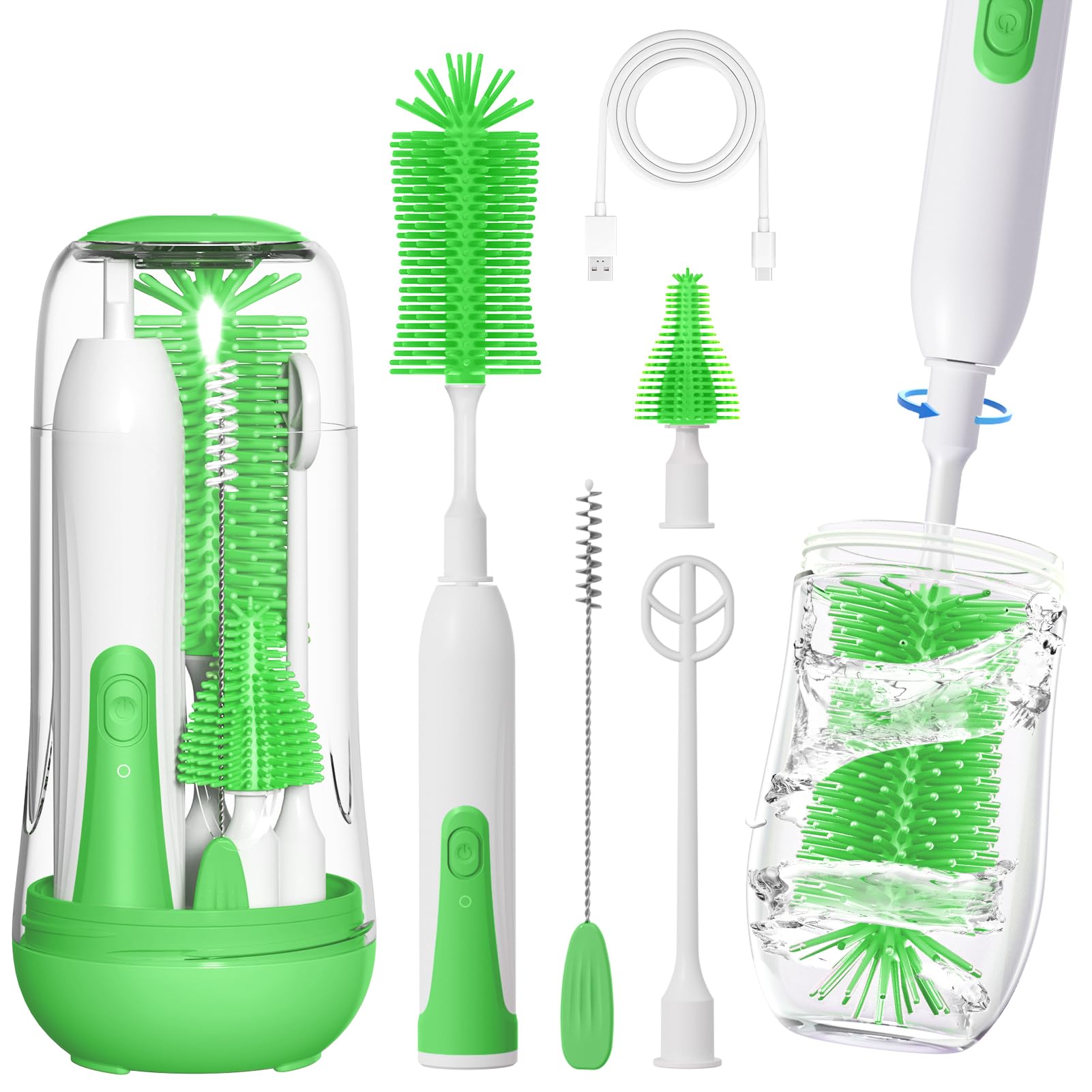 Cepillo eléctrico para biberones, limpiador eléctrico recargable para biberones