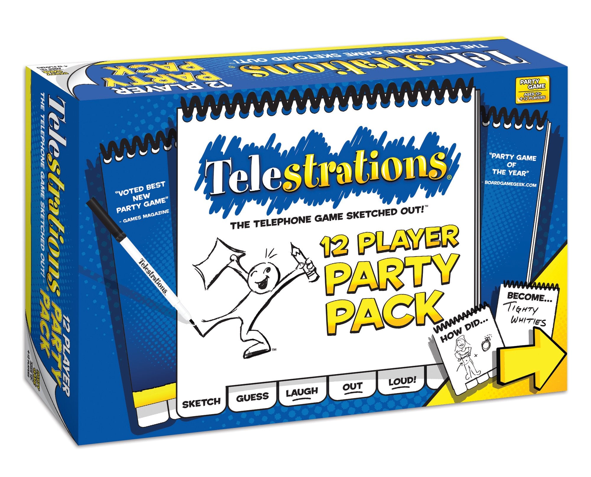 Paquete de fiesta USAopoly Telestrations 12 jugadores | 600 nuevas frases para dibujar