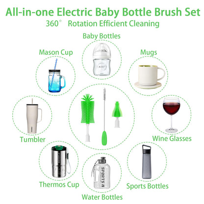 Cepillo eléctrico para biberones, limpiador eléctrico recargable para biberones