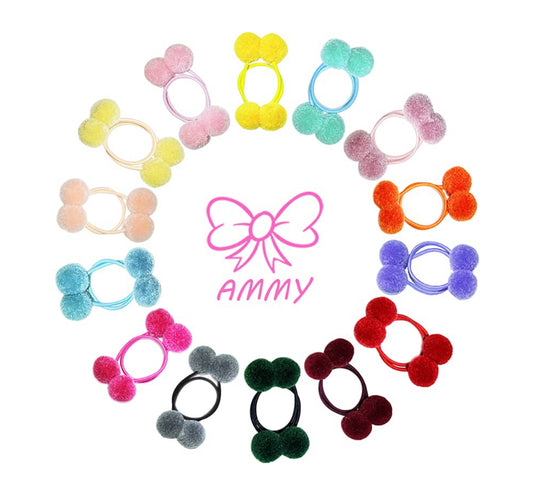 AMMY Accesorios para el cabello con pompones – 28 soportes suaves para cola de caballo