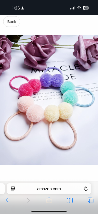 AMMY Accesorios para el cabello con pompones – 28 soportes suaves para cola de caballo