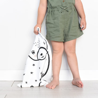 Wee Gallery Manta orgánica para acurrucarse (oso) - para bebés, jersey de algodón y sherpa