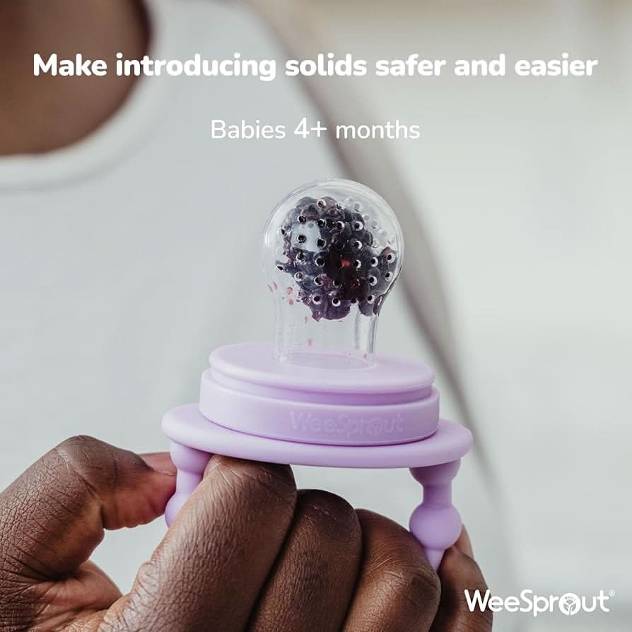 Set de alimentador para bebé WeeSprout - 2 alimentadores de silicona y bandeja reutilizable para congelador con tapa