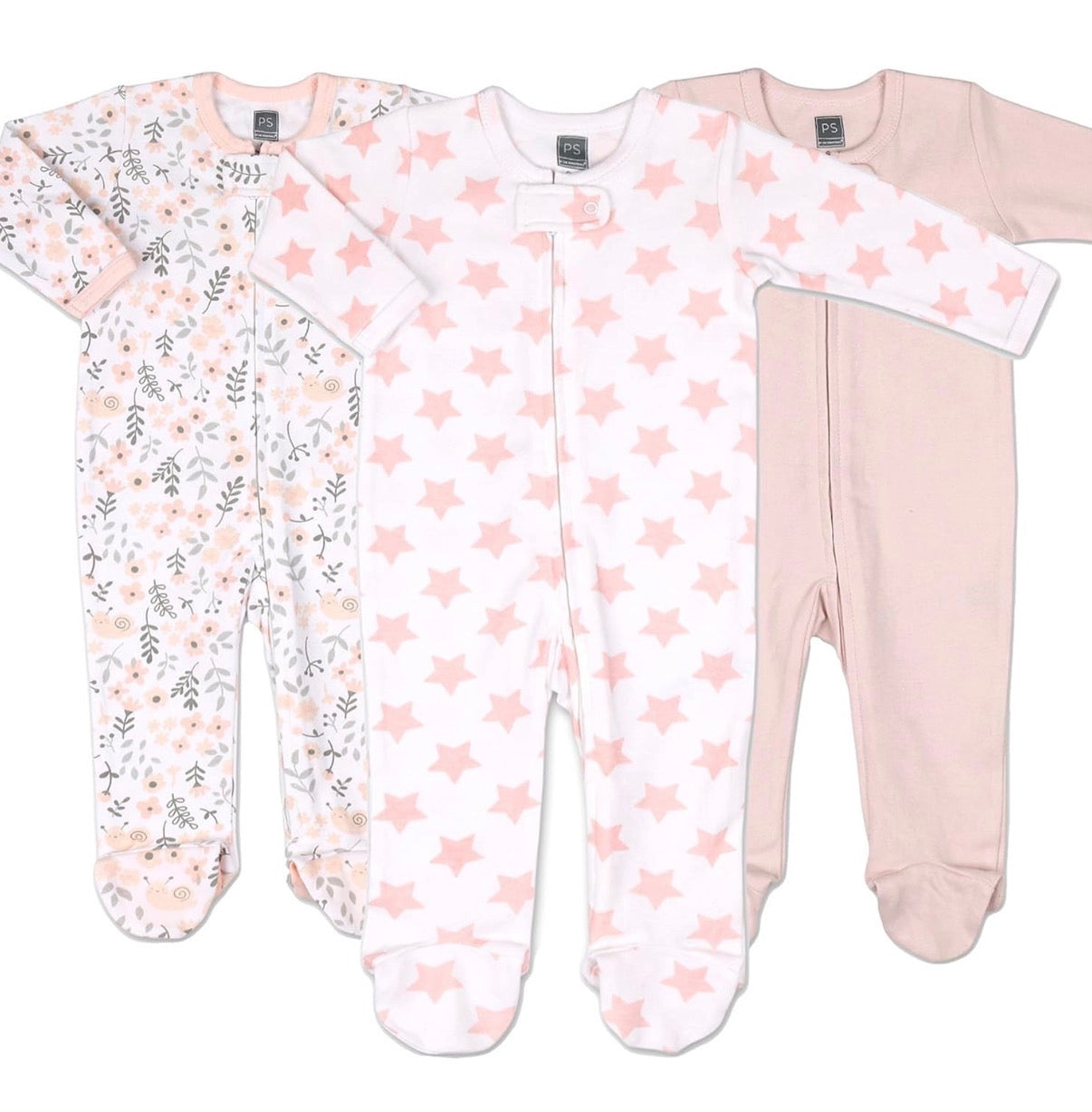 The Peanutshell Juego de 3 pijamas de algodón suave, 9 meses
