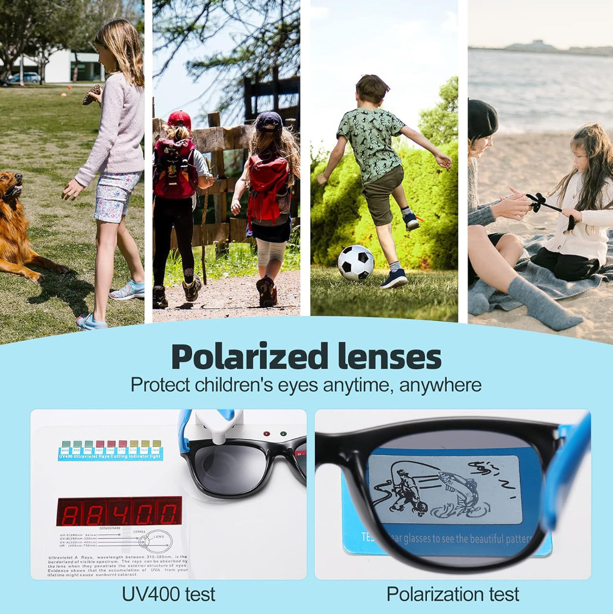 Lentes de sol polarizados para niños y niñas