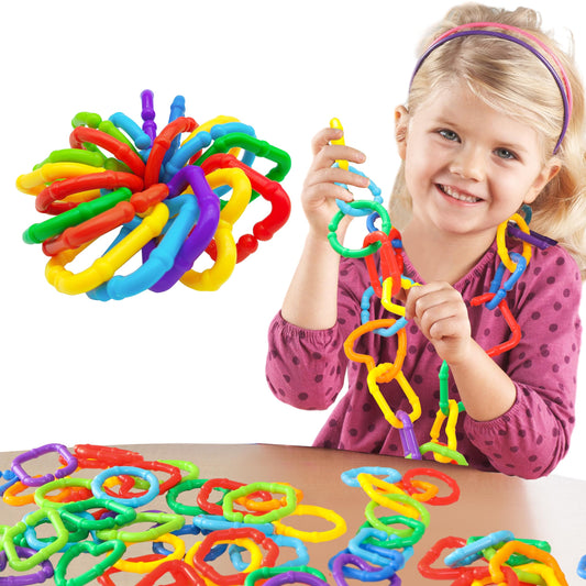 RAINBOW TOYFROG Baby Links Rings - 35 cadenas geométricas de enlace
