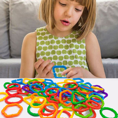 RAINBOW TOYFROG Baby Links Rings - 35 cadenas geométricas de enlace