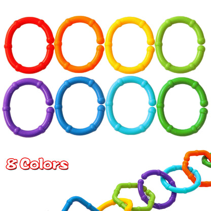 RAINBOW TOYFROG Baby Links Rings - 35 cadenas geométricas de enlace