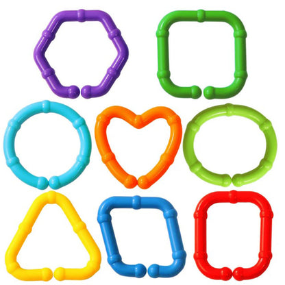 RAINBOW TOYFROG Baby Links Rings - 35 cadenas geométricas de enlace