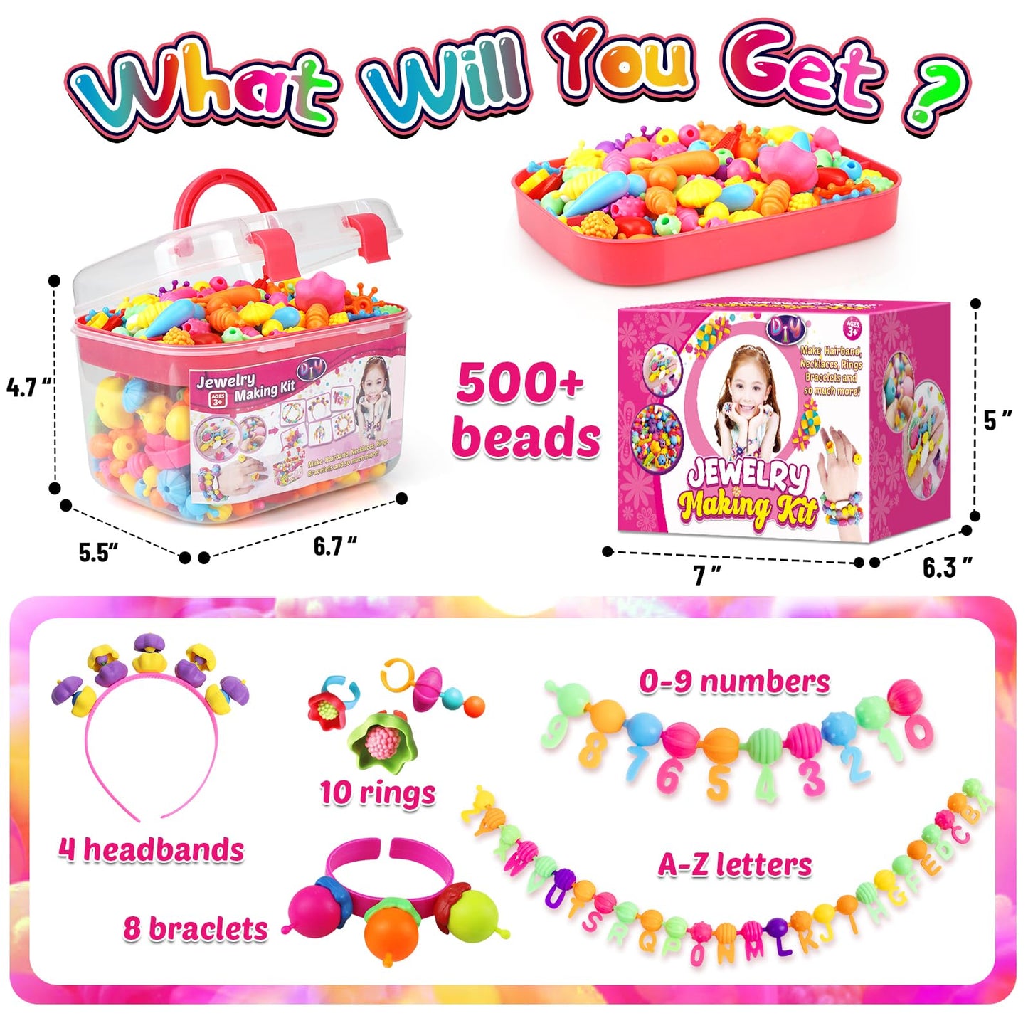 FUNZBO 520+ Snap Pop Beads - Kit de cuentas para hacer joyas