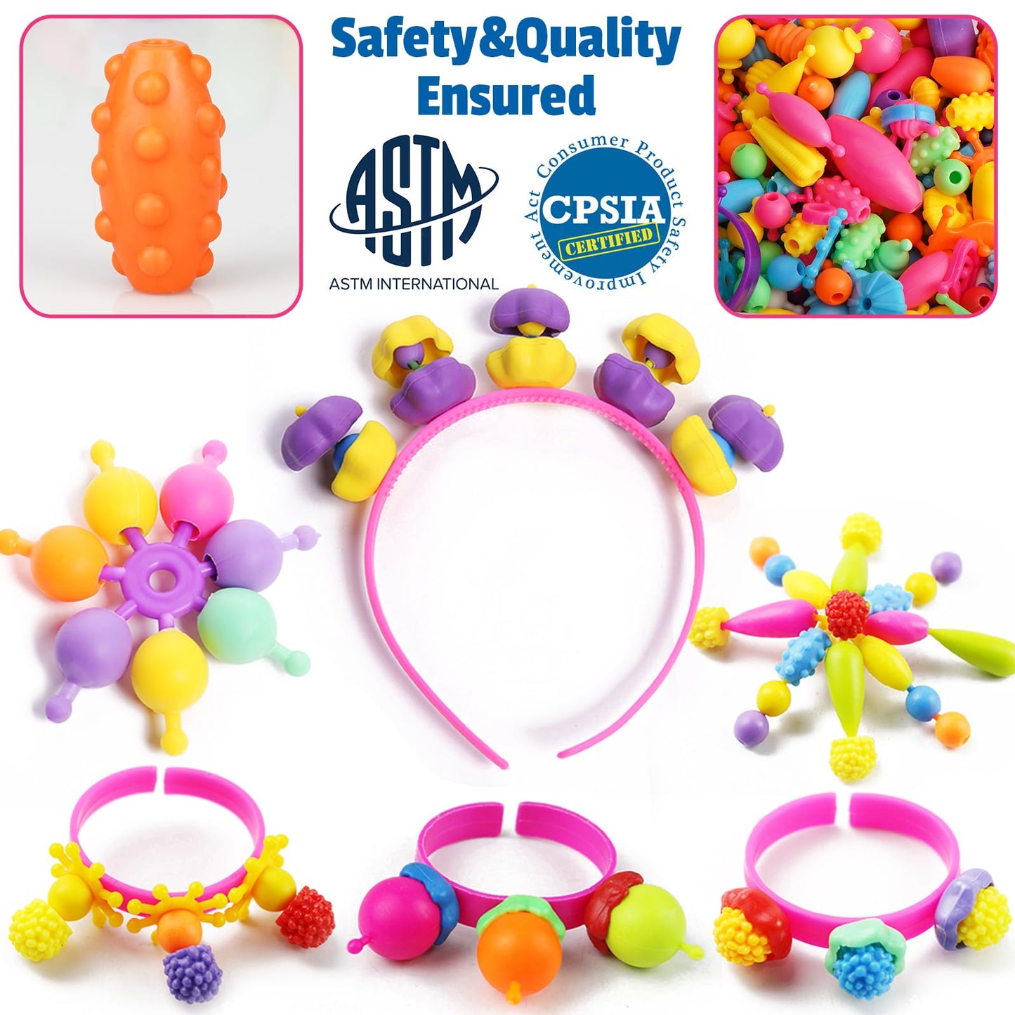 FUNZBO 520+ Snap Pop Beads - Kit de cuentas para hacer joyas
