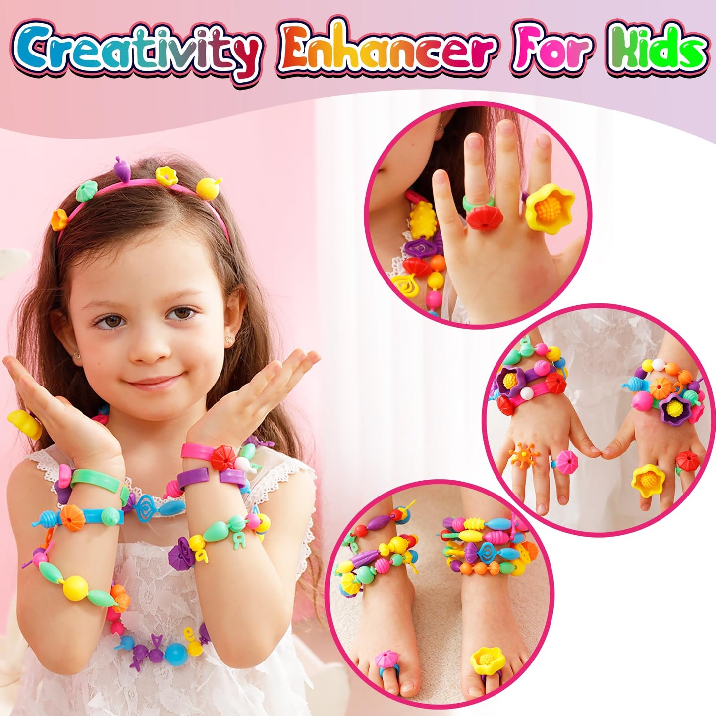 FUNZBO 520+ Snap Pop Beads - Kit de cuentas para hacer joyas
