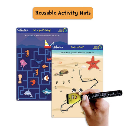 Skillmatics Juego educativo: tiburones, ballenas y más, alfombrillas de actividades reutilizables