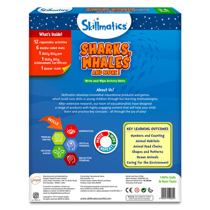 Skillmatics Juego educativo: tiburones, ballenas y más, alfombrillas de actividades reutilizables
