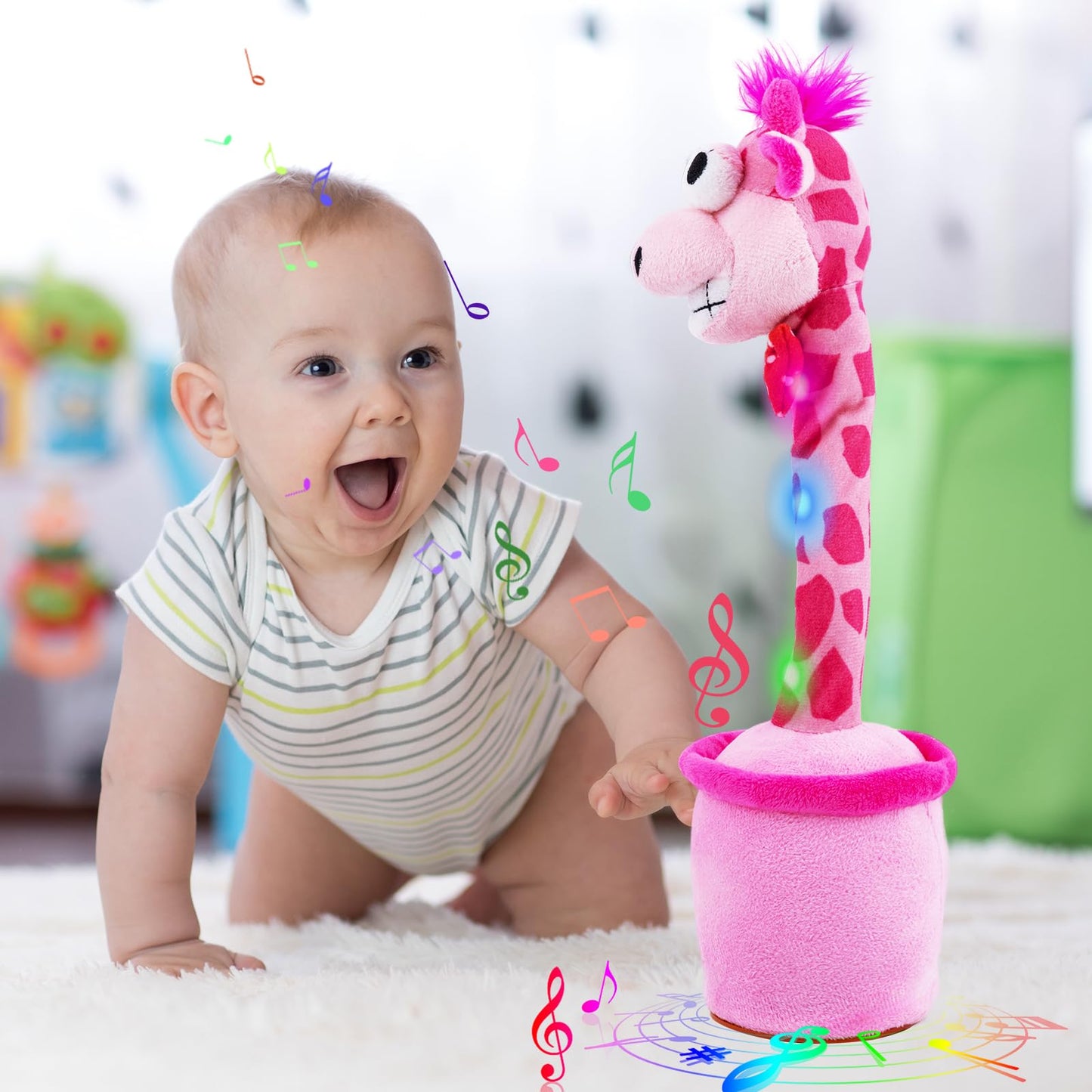 Juguete que imita la jirafa que habla bailando