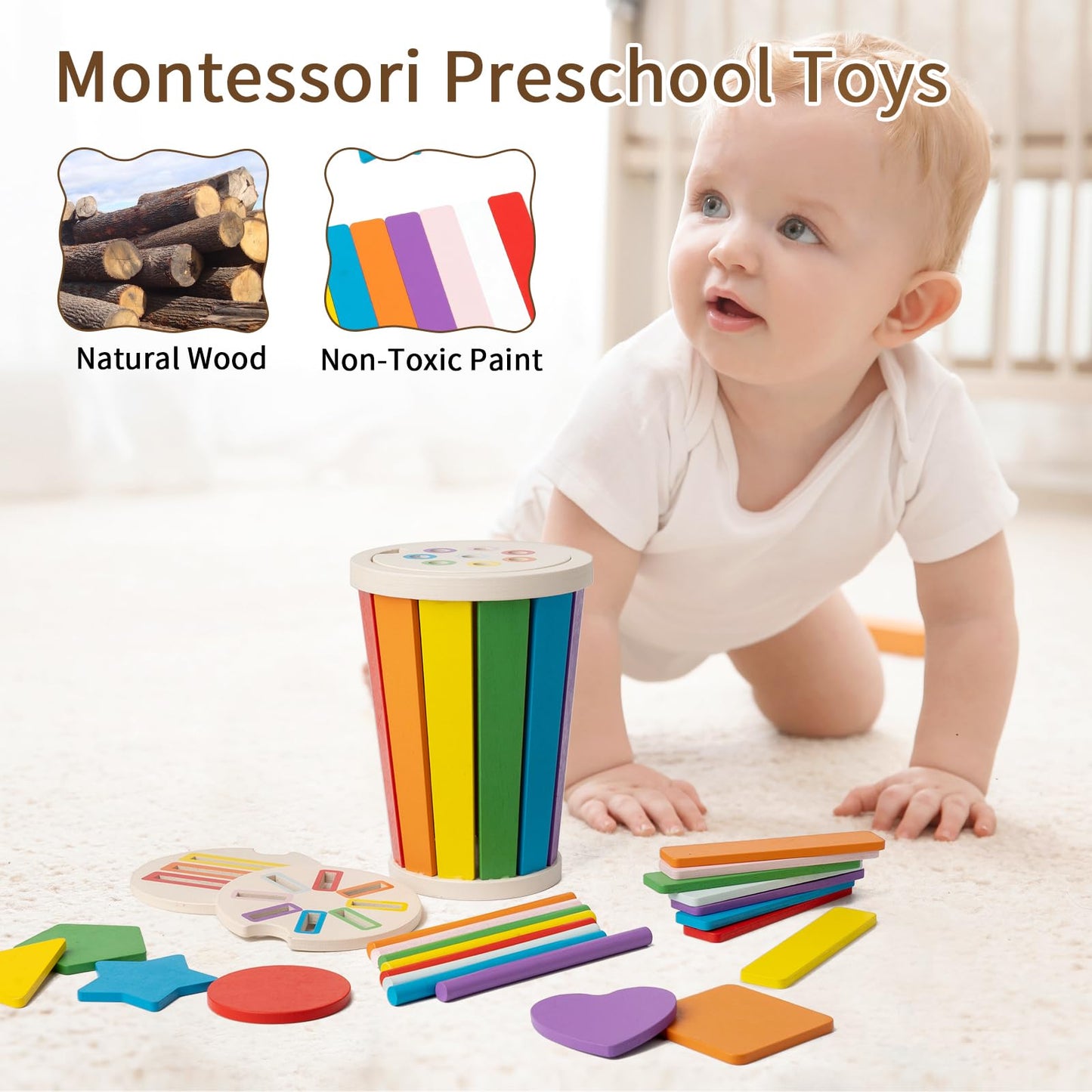Juguetes de madera Montessori para niños de 1 a 3 años