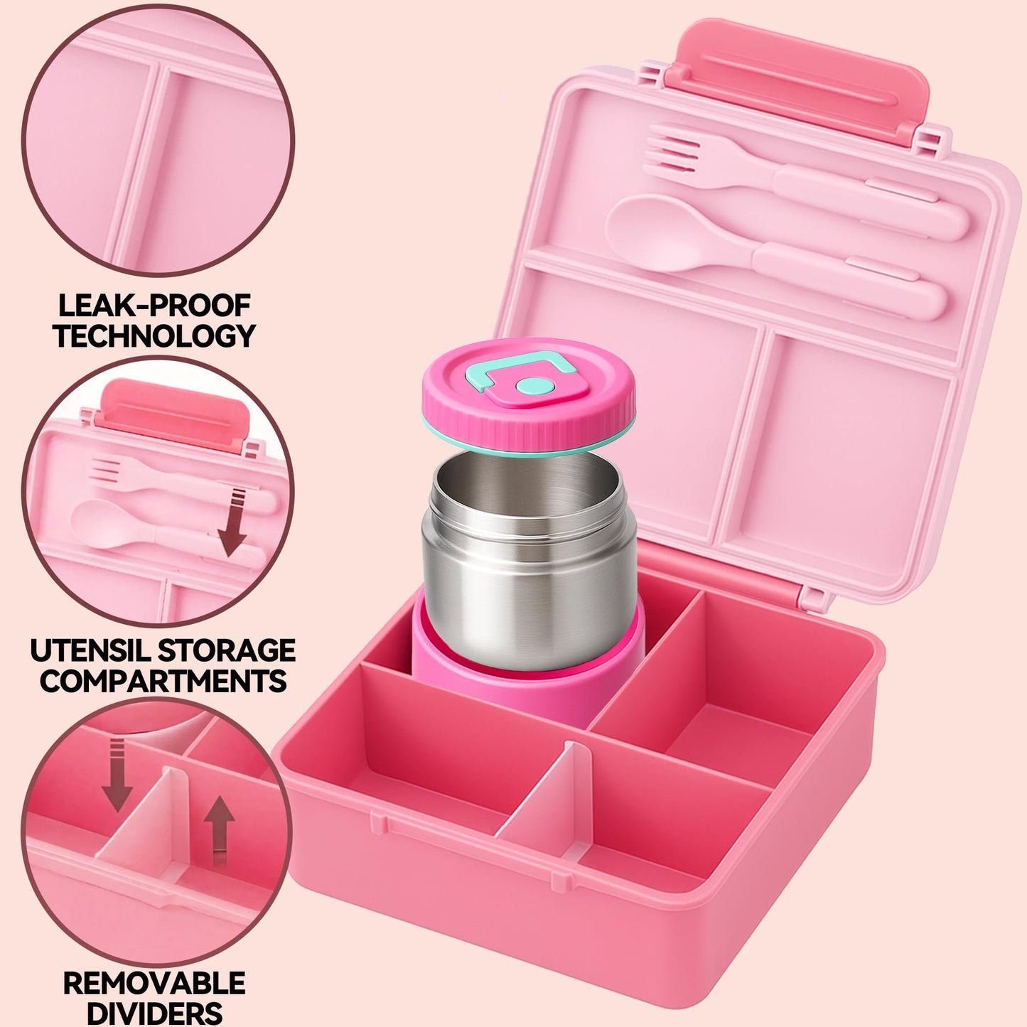 Bento lunch box con bolsito para niños