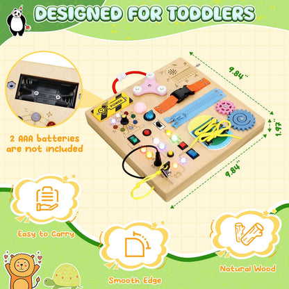 Tablero sensorial Montessori MoKo Busy Board con interruptor de luz LED