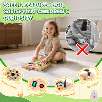 Tablero sensorial Montessori MoKo Busy Board con interruptor de luz LED